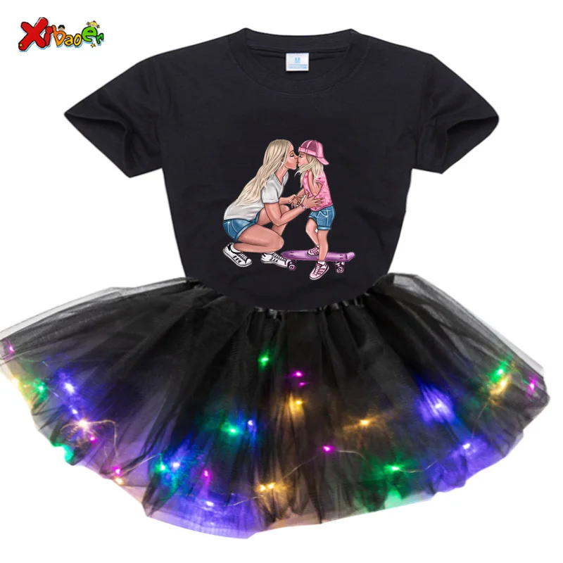 Girls Short Sleeve T-shirt+Dresses Sets Princess Kids Dresses Girls Causal Wear Dress 3-8Years Girls Dress Birthday Party Dress
