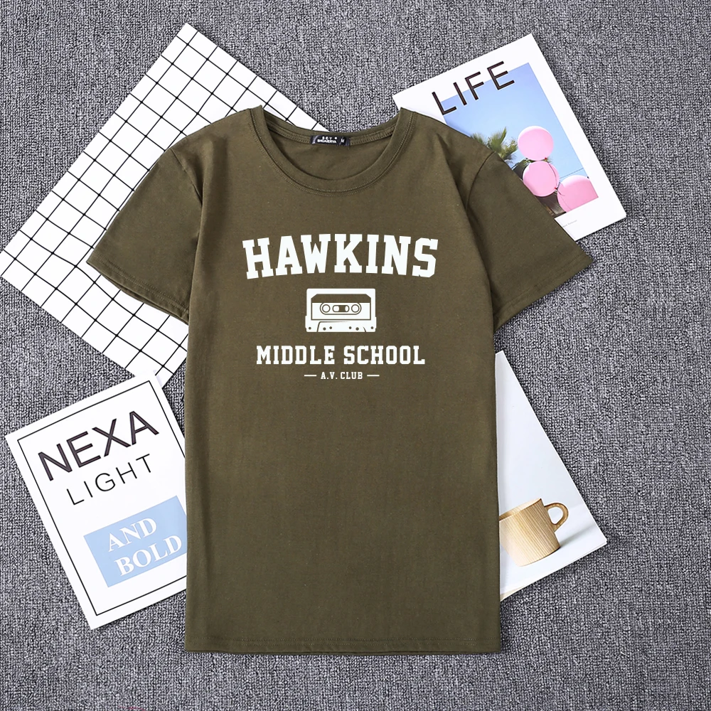 Hillbilly Hawkins Middle School AV клуб печати футболки Для женщин Harajuku кепки в стиле Tumblr