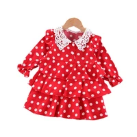 spring children fashion lace clothes baby girls cotton dress autumn kids toddler long sleeve clothing infant polka dot costume