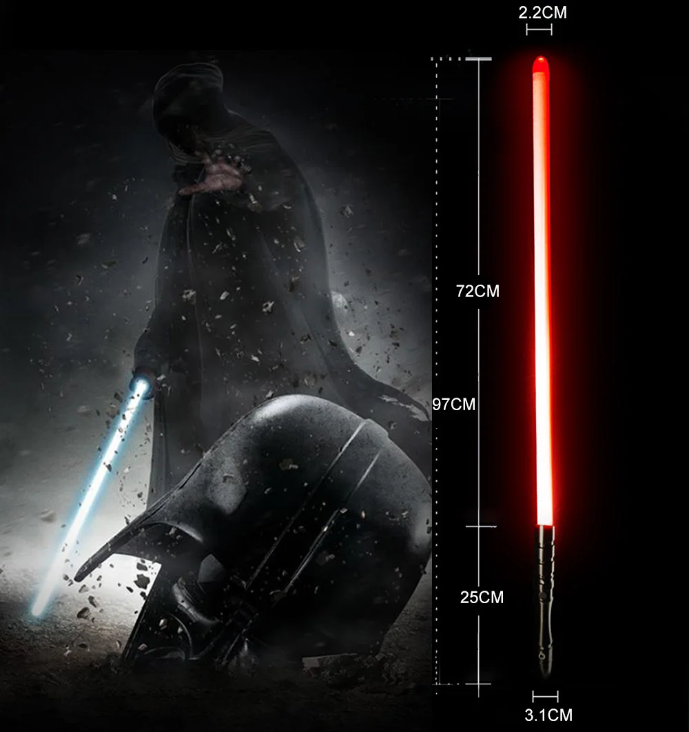 Black HD Red light Светильник saber со звуковым сигналом, светильник Jedi Sith Luke, подвесной светильник Saber Force, изменяющий цвет, с металлической ручкой - Цвет: Black HD Red light