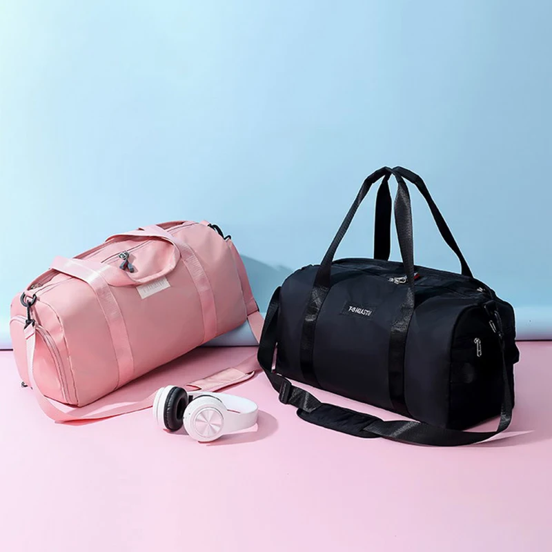 Женская спортивная сумка для фитнеса мужская розового и черного цвета девушек