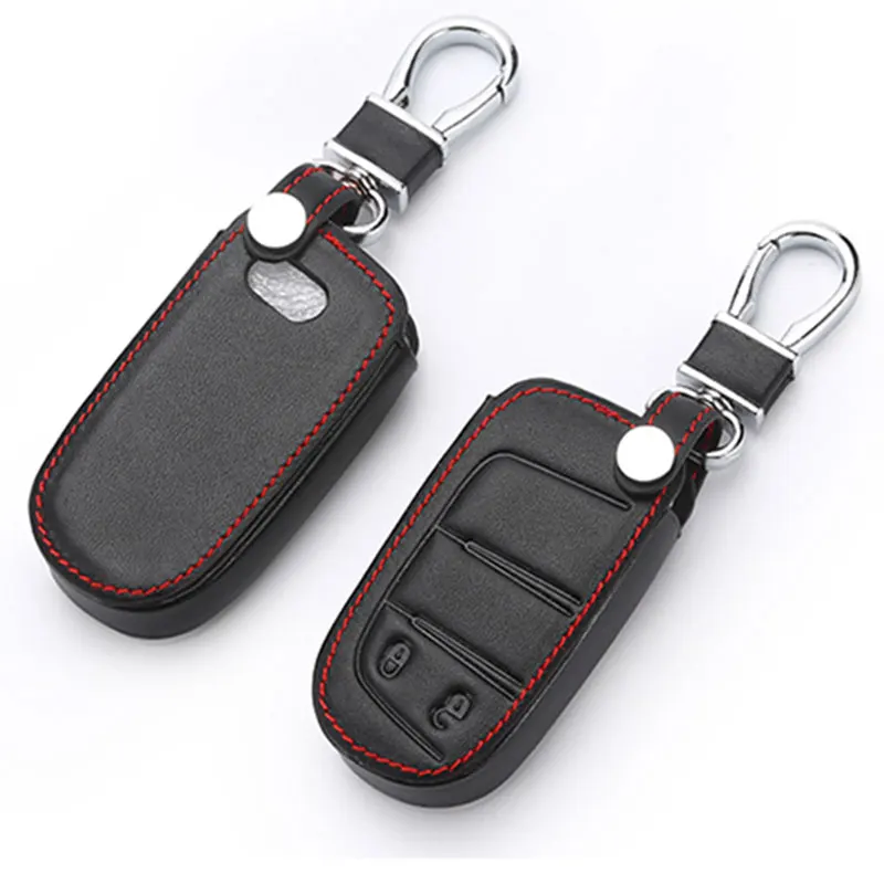 Leather Key Cases Fob Cover For Fiat Dodge Charger Dart Challenger Durango Jeep Grand Cherokee Chrysler 300 Smart Keys | Автомобили и