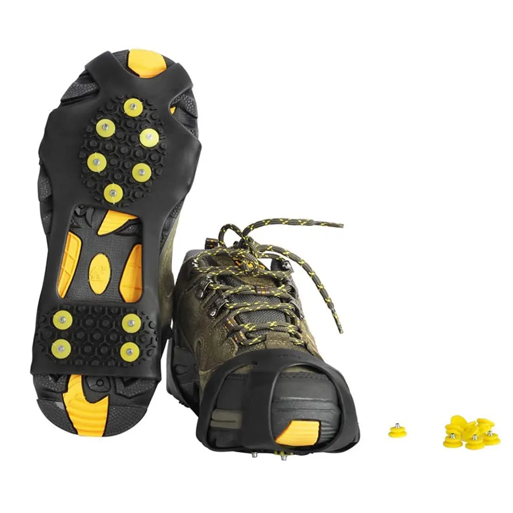 

Ice Cleats Grippers Traction Shoes Boots Rubber Snow Spikes Crampons With 10 Steel Studs Cleats For Hiking Walking Climbing