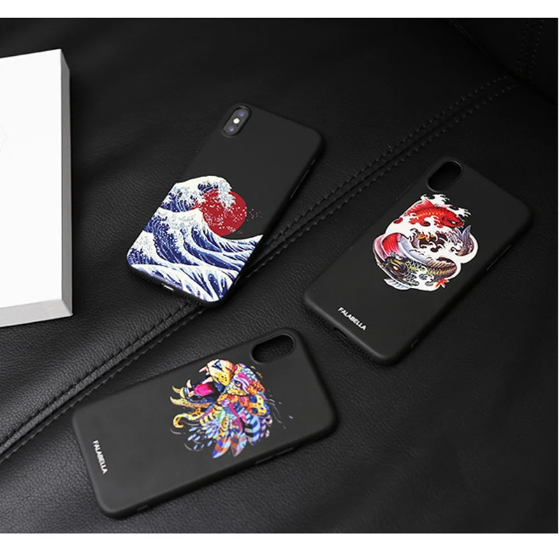 Чехол для iPhone 12 11 Pro Max Mini XS XR X 8 7 Plus SE 2020 рельефный 3D чехол с тигром карпом матовый