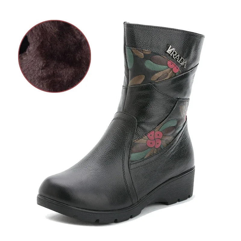 

Женские ботильоны из натуральной кожи, с плюшевой подкладкой, на толстой подошве