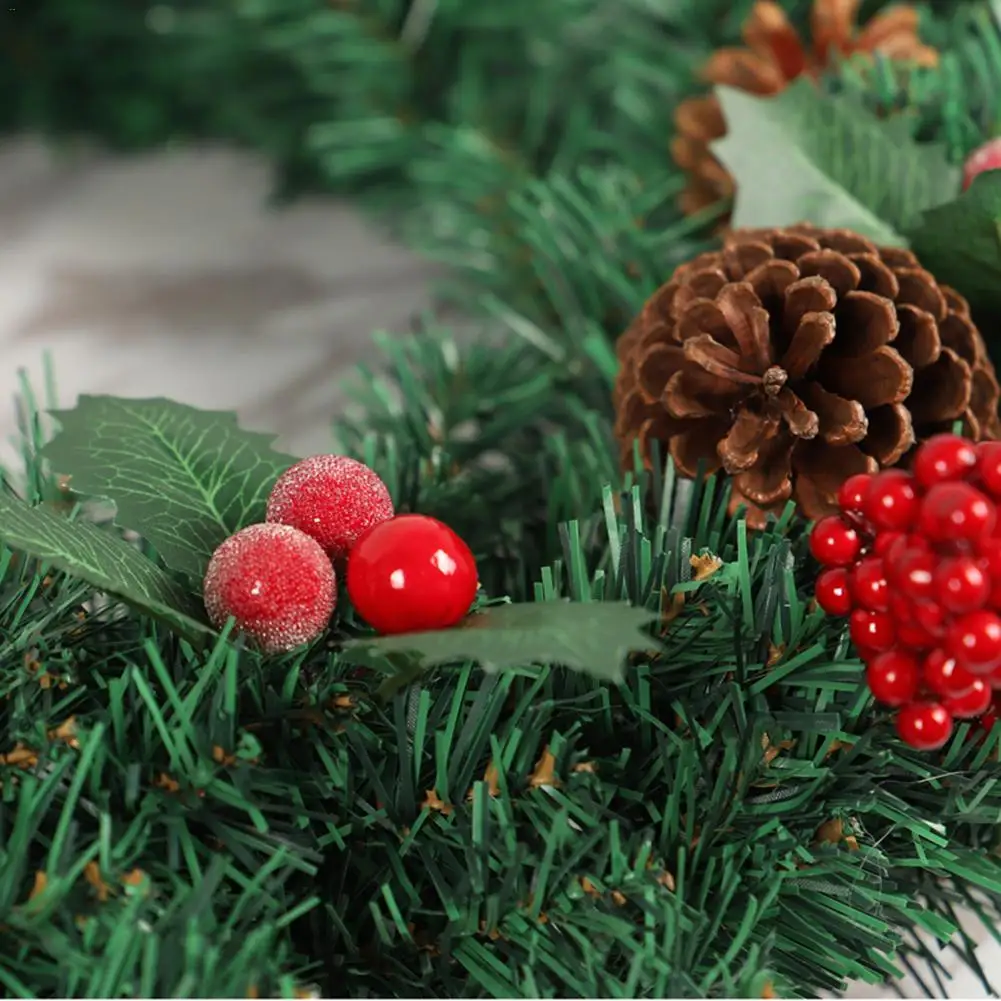 

Christmas Wreath Wall Hanging Window-Door Decoration Decorative Christmas Garland 60CM Clover Natural Pine Cones Berries