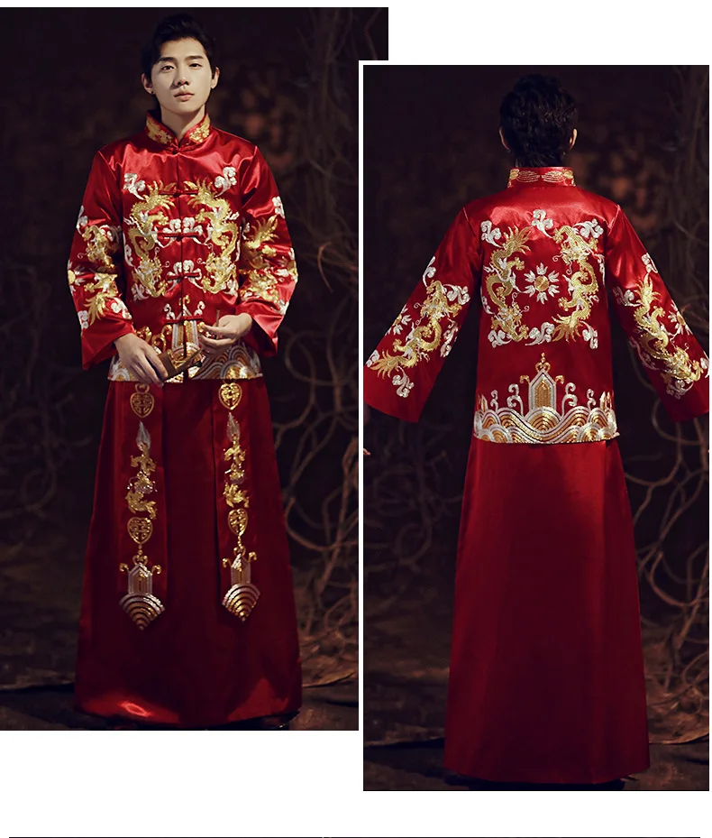 

Suzhou Embroidery Bride Bridegroom Costume Lovers Wedding Clothing Chinese Style Marriage Set Vintage Cheongsam Oversize 3XL