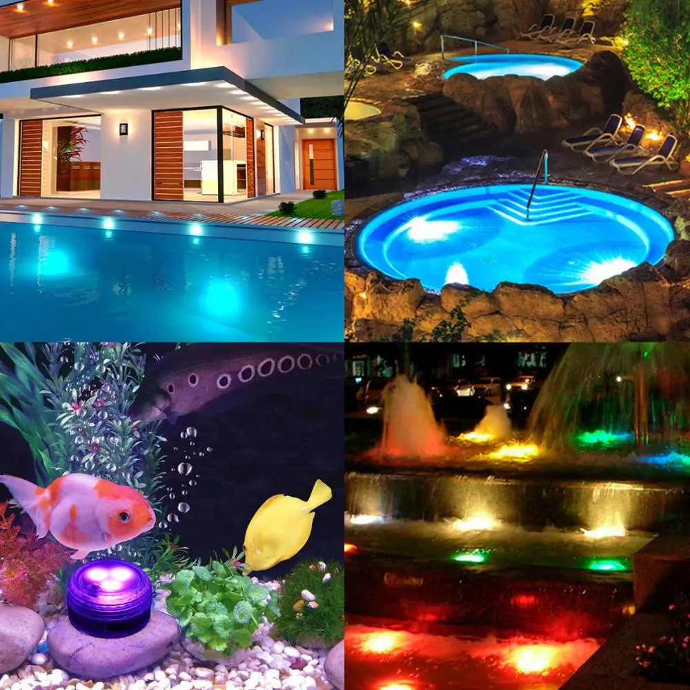 

10 Pack Battery Operated LED Submersible Lights Underwater Light Remote Control Swiming Pool Lights For Vase Fishtank Wedding