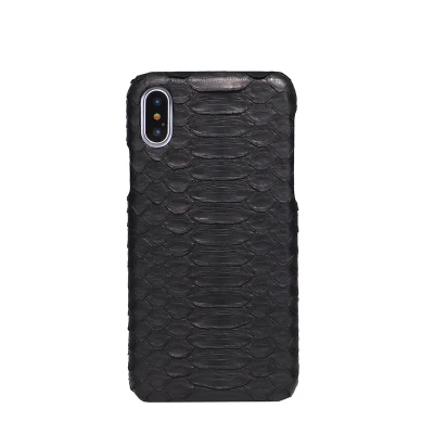 Black Роскошный чехол из натуральной кожи питона для Apple iPhone 11 Pro Max 5,8 6,1 6,5 настоящая змея Защитная Кнопка открытая крышка сумка для iPhone 6 6S 7 8 Plus X XR XS Max - Цвет: Black