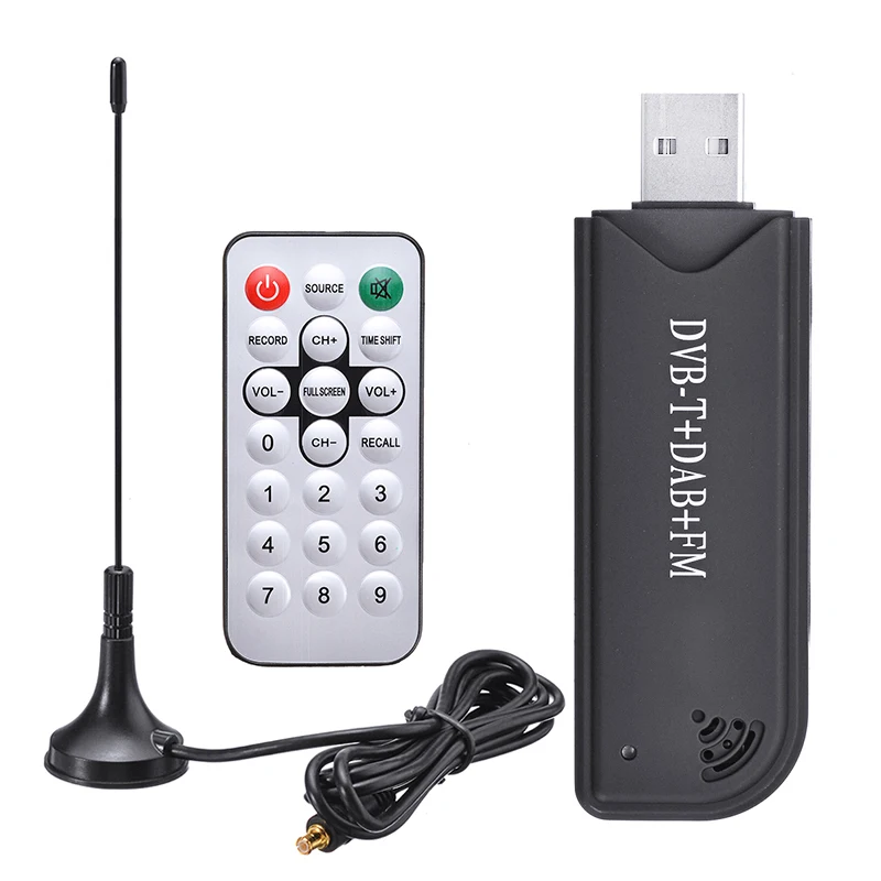 Мини USB DVB T DAB FM ТВ тюнер рекордер + антенна Программное обеспечение CD пульт