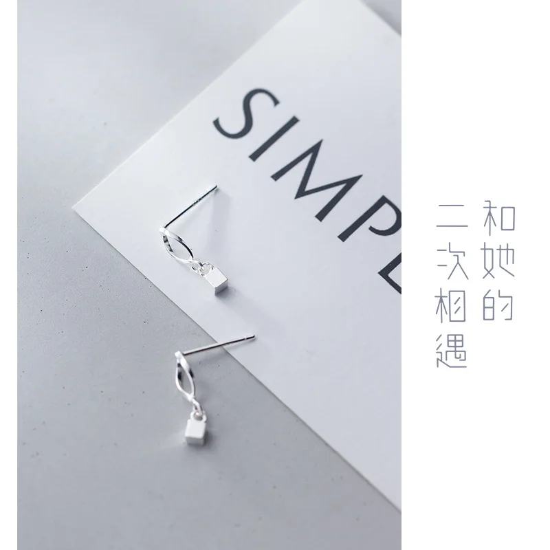 Trusta 100% 925 Sterling Silver Stud Earring Women Fashion Jewelry Tiny Hollow Wave Square s Gift For Girls Kids Lady DA29 | Украшения и