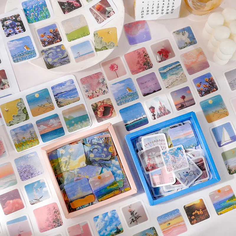 

200pcs/1lot Kawaii Stationery Stickers INS oil painting series Diary Planner Decorative Sticker Scrapbooking DIY Craft Sticker