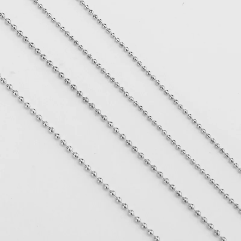 

2 Meters 316L Stainless Steel 1.5mm 2.0mm 2.4mm Round Ball Beaded Bulk Chain Fit DIY Handmade Ball Chain Necklace Jewelry Making