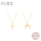 AIDE Модный Крестполумесяц ожерелье с подвеской для женщин минимализм INS Глянцевая ключица цепочка с крупными серебристыми 925, ювелирное изделие, подарок ожерелье