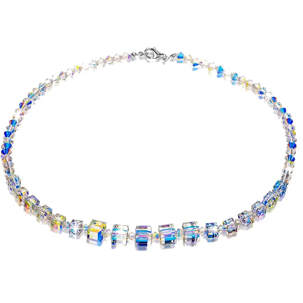 Hermosa Aurora Borealis Crystal from Swarovski Christmas Strand Necklace Gifts for Women Chain Length 18 Inch