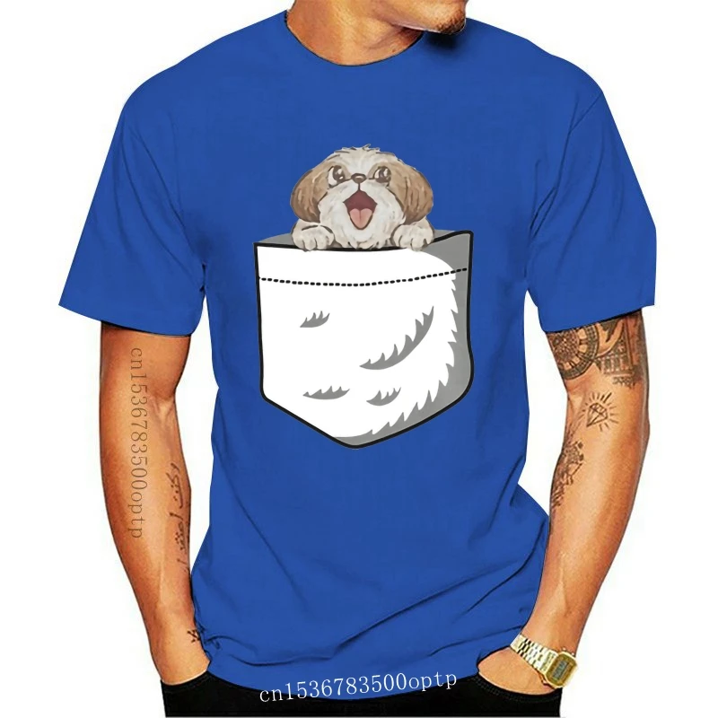 

New Men Funny T Shirt Fashion tshirt POCKET SHIH TZU Women t-shirt