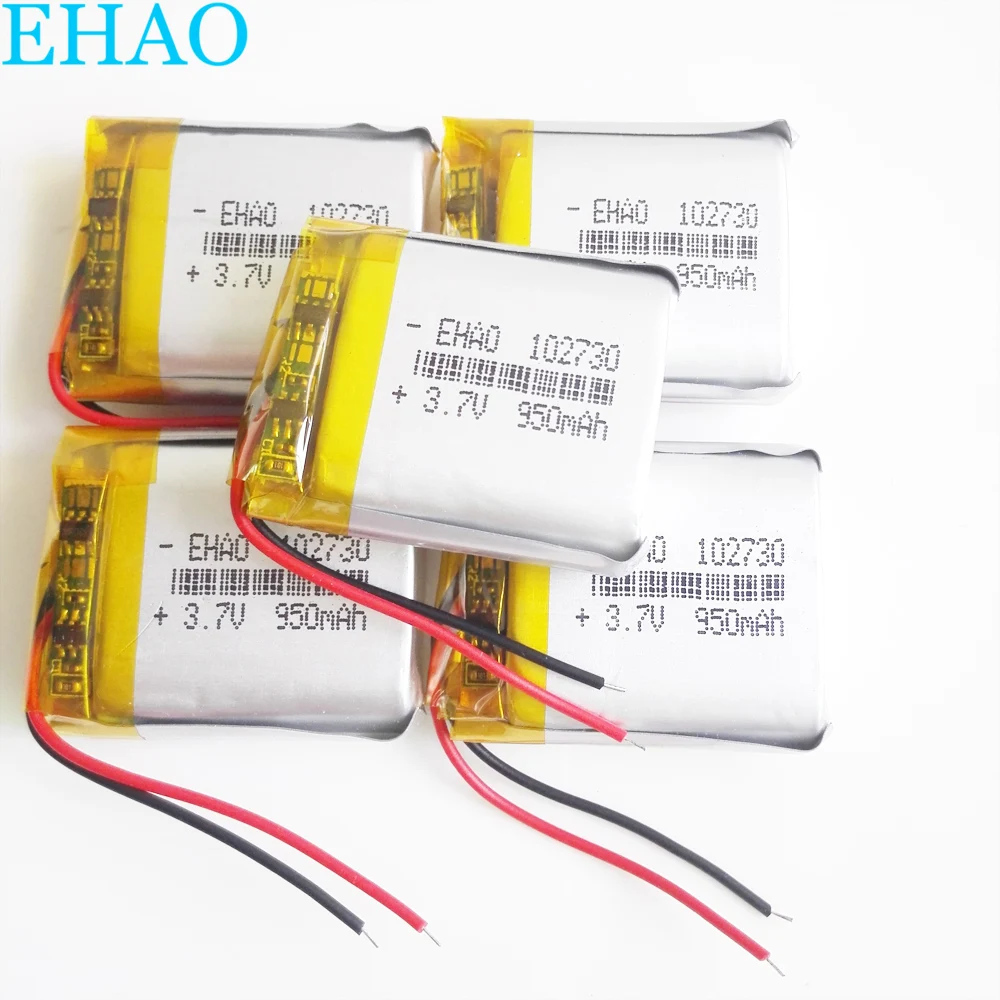 

Lot 5 pcs EHAO 102730 3.7V 950mAh Lithium Polymer LiPo Rechargeable Battery For Mp3 GPS smart watch speaker bluetooth