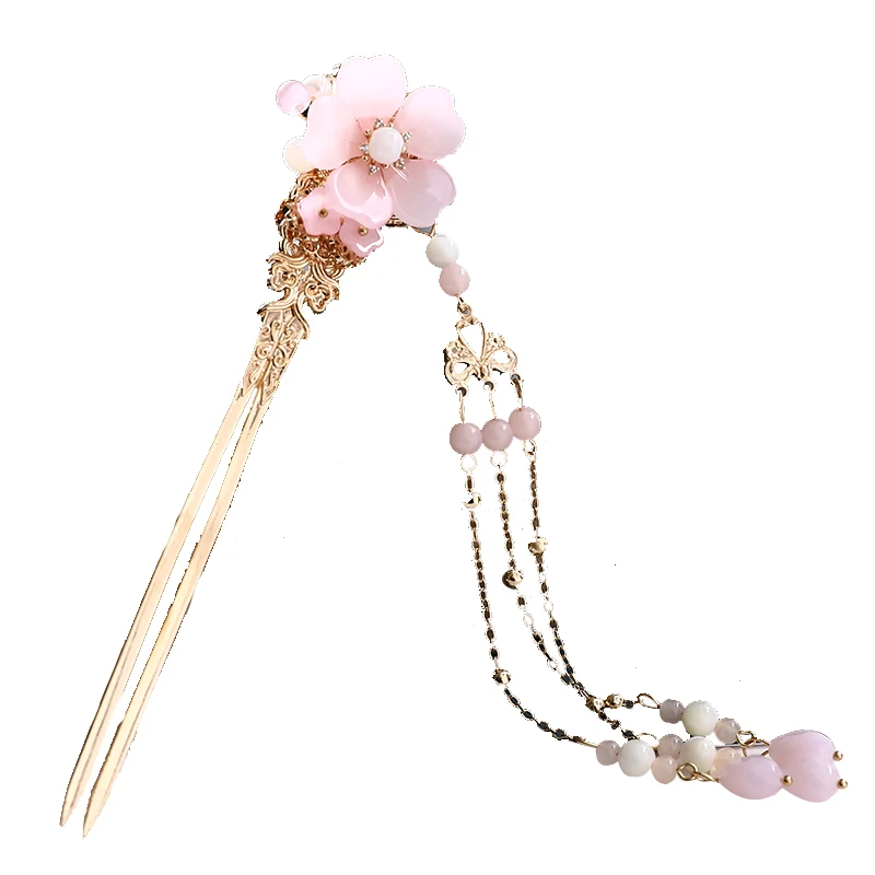 

Cosplay Bridal Hair Ornament Handwork Hanfu Classical Long Tassel Hairpin Fairy Antiquity Kanzashi Step shake DIY Hair Stick