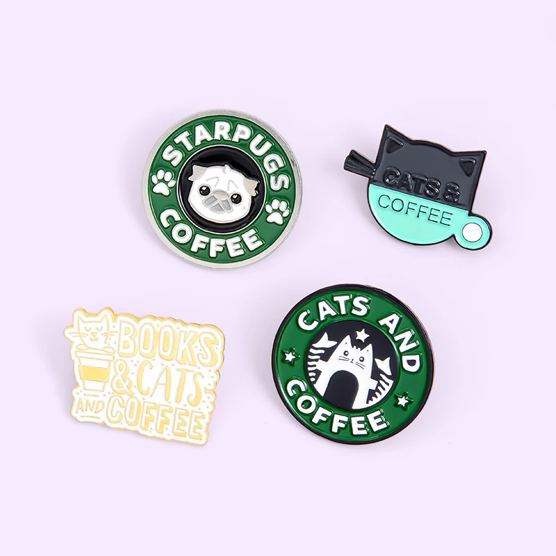 

Cartoon Round Cat Pig Enamel Brooch Cute Coffee Cup Badge Children's Clothing Backpack Jewelry Gift For Friends