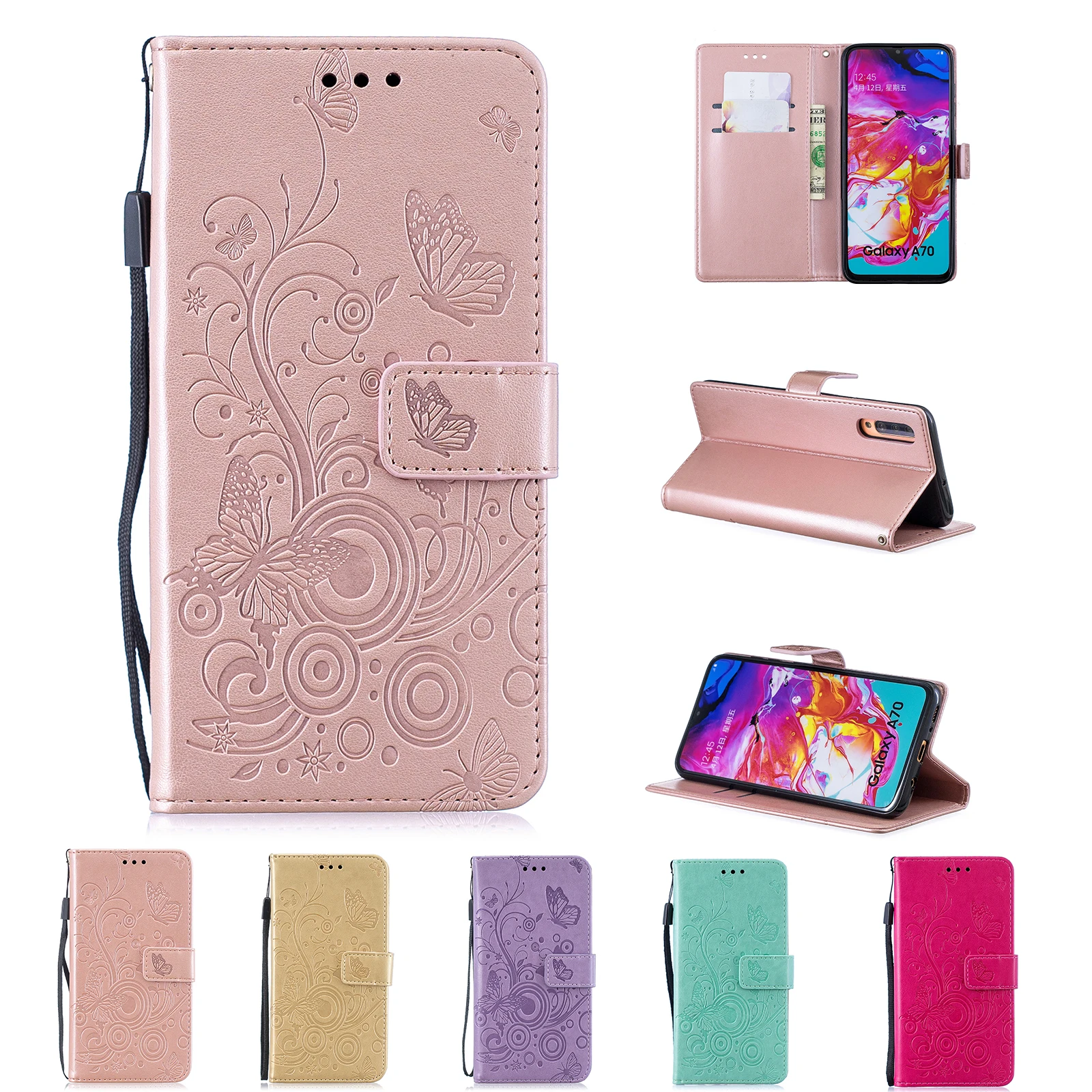 Кожаный чехол с откидной крышкой для samsung A750 A50 A70 40 30 M10 20 10S A20S бабочка телефона J510