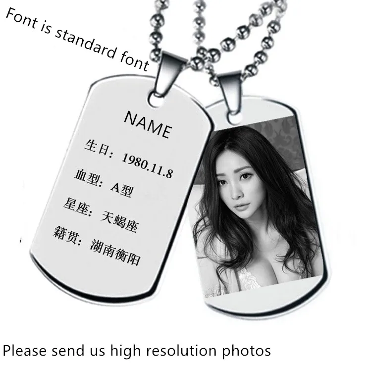 

Mens Women Stainless Steel Dog Tag Birthday Necklace Customize Logo Alphabet Family Engraved Name Photo Male Collar Jewelry