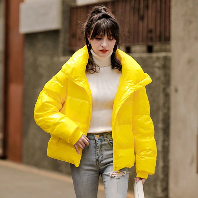 

Winter Bright Face Down Jacket Women 2020 New Fashion Loose White Duck Down Warm Autumn and Winter Short Down Coat Women