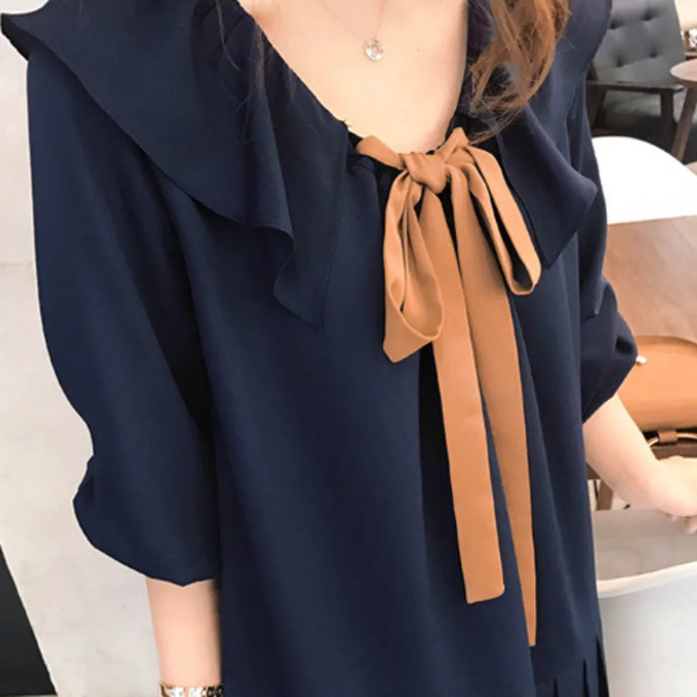 

BacklakeGirls 2021 Summer Chiffon Dresses Woman Solid Ruffled Pleated Cute Korean Japan Style Clothes Design Bow Tie Shirt Dress