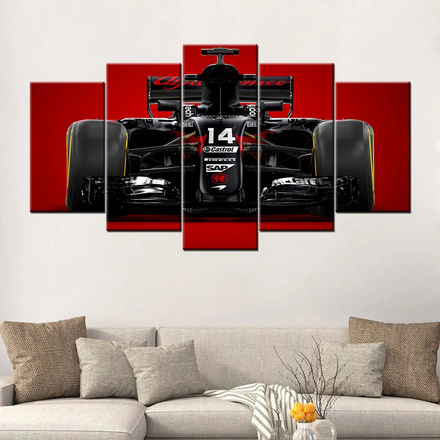 Модульные картины Настенная картина HD принты 5 шт. Alfa Romeo F1 гоночный автомобиль