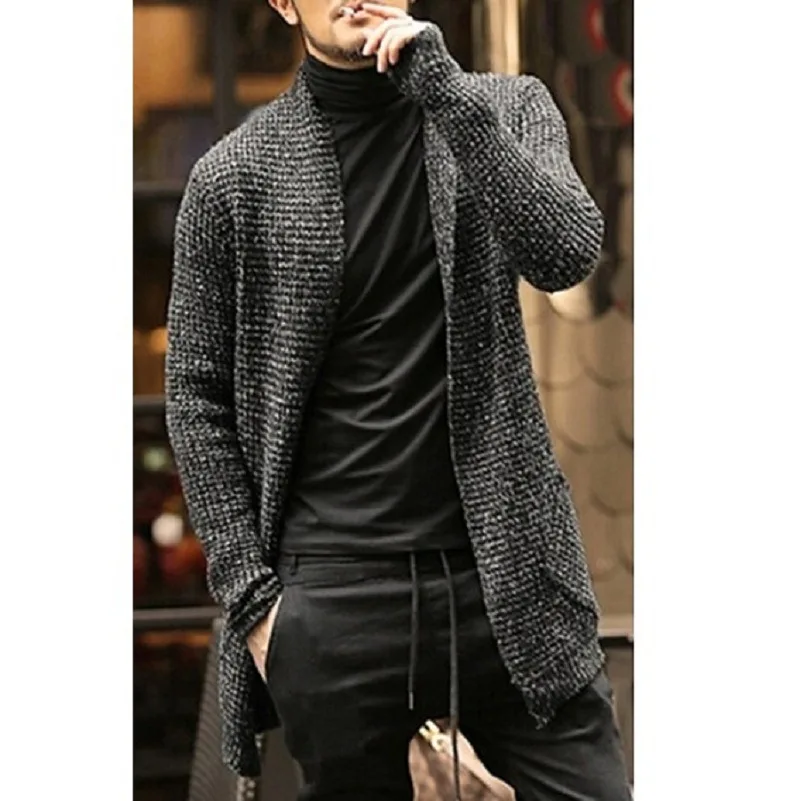 

Autumn Winter Cardigan Men's Fashion Loose Solid Color Sweater Clothing Casual Long Sleeve Turtleneck Sweater Punk Streetwear