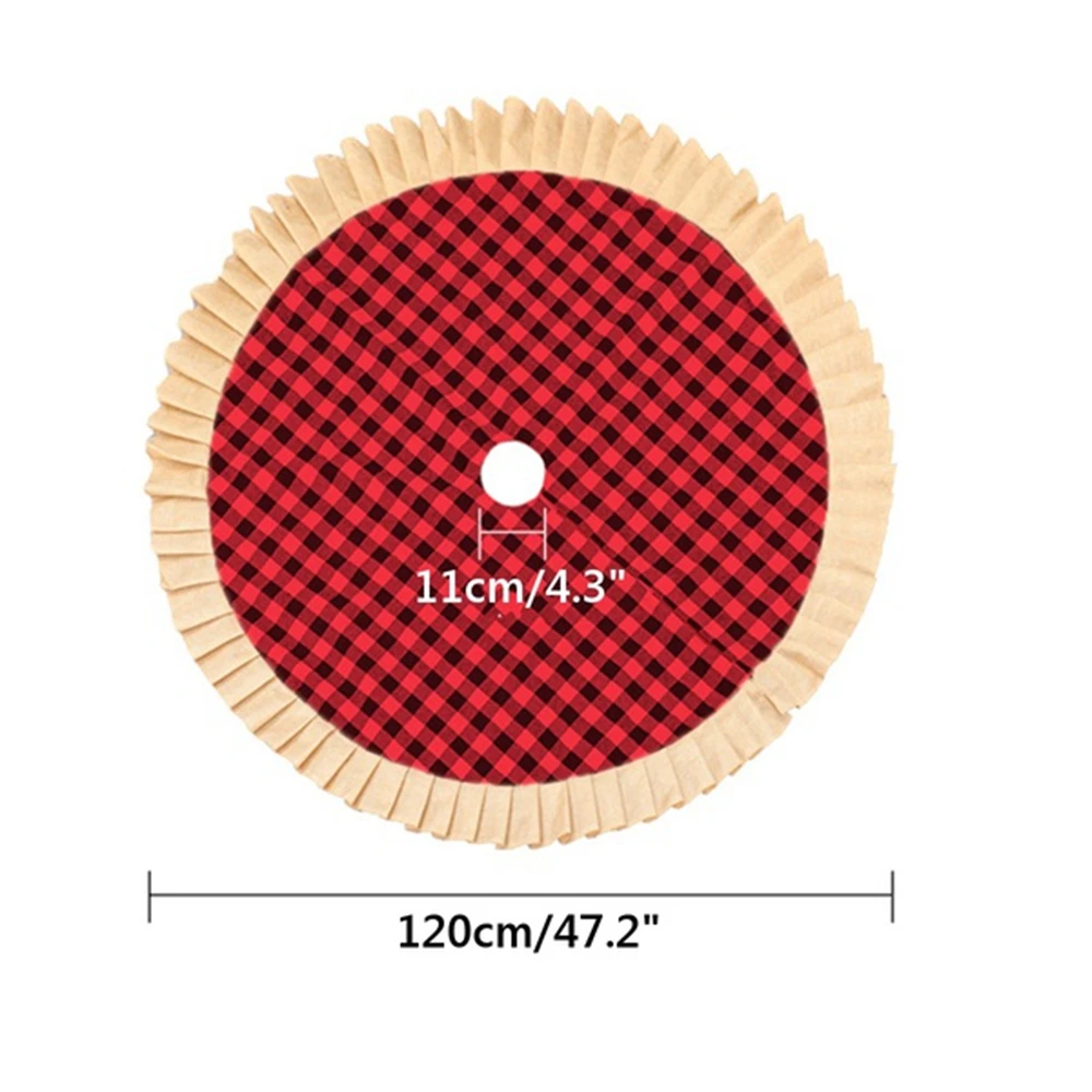 

Christmas Tree Skirt 47 Inch Red and Black Plaid Buffalo for Holiday Party Tree Mat Xmas Decoration Party Supplies