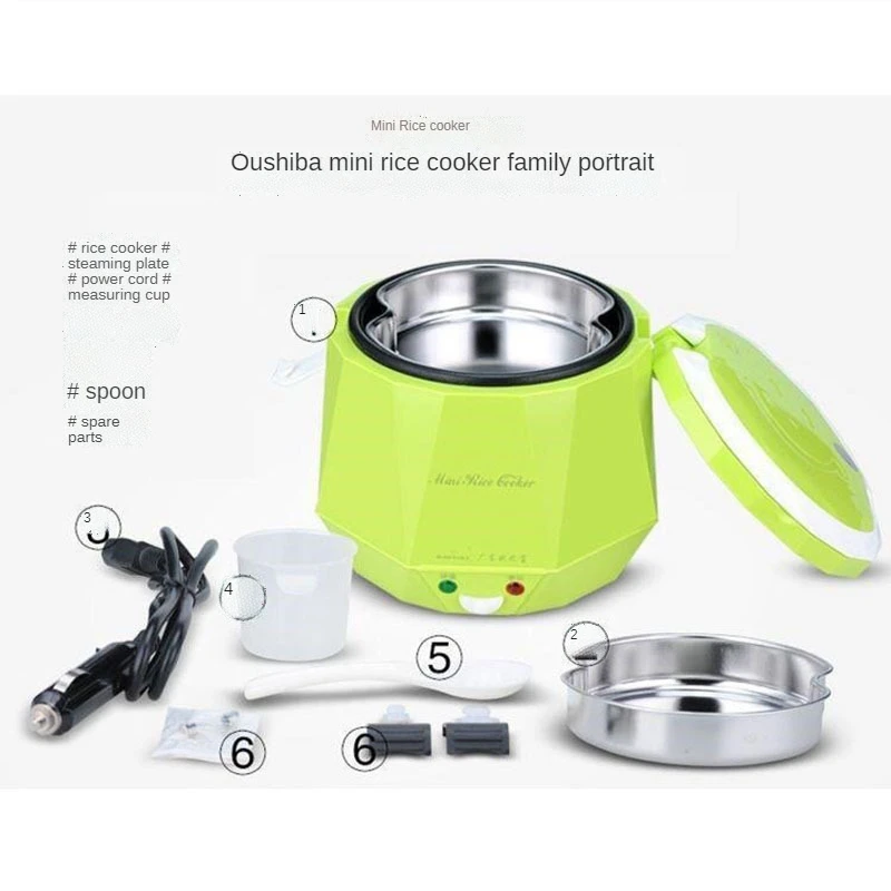 Mini Rice Cooker 1.6L Electric Heating Lunch Box Portable Thermostat Food Steamer Multi For Car Truck 12/24V | Бытовая техника