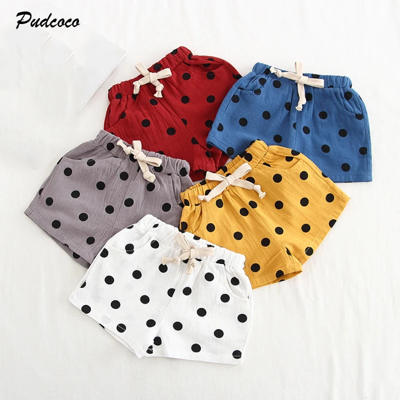 2020 Повседневная футболка для мальчиков и девочек Шортики в горошек летнее платье