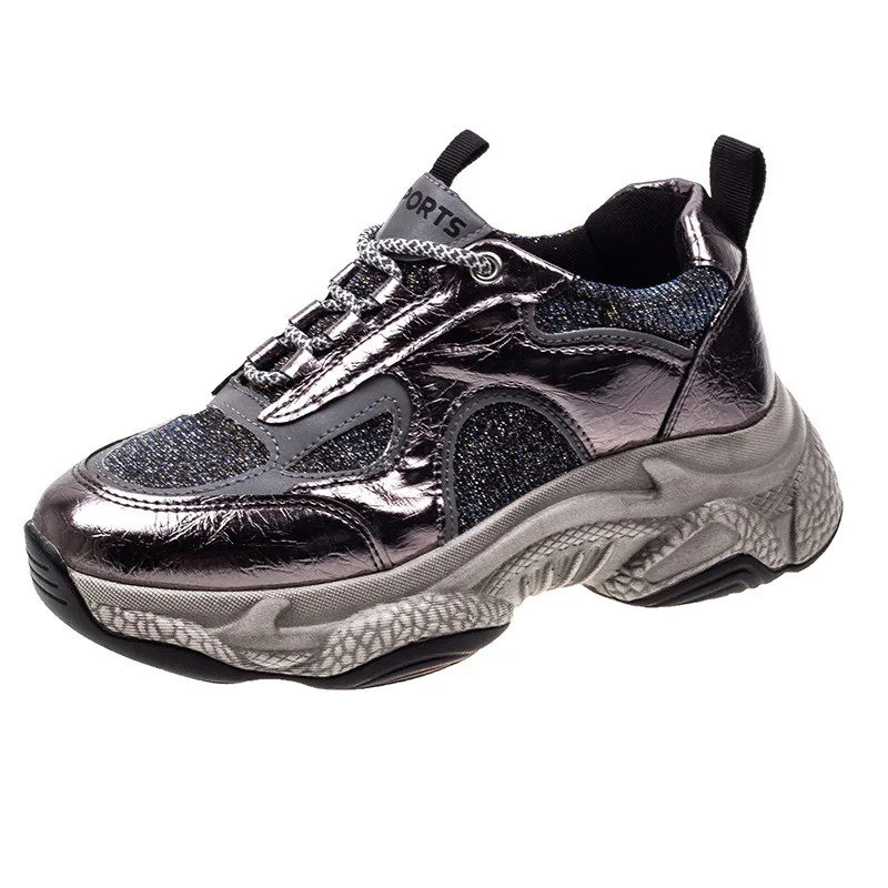 Women's Tennis Shoes Fahsion Sparkling Glitter Lace Up Light Weight Sneaker Chunky Dad Sneakers | Спорт и развлечения