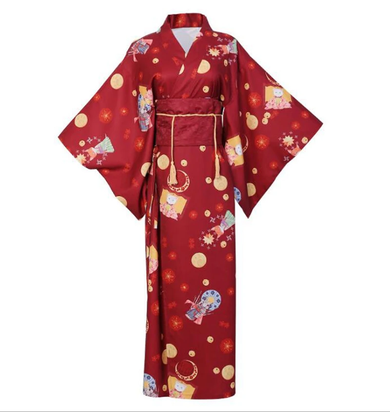 Традиционное японское кимоно в стиле Лолиты с Оби | Тематическая одежда и