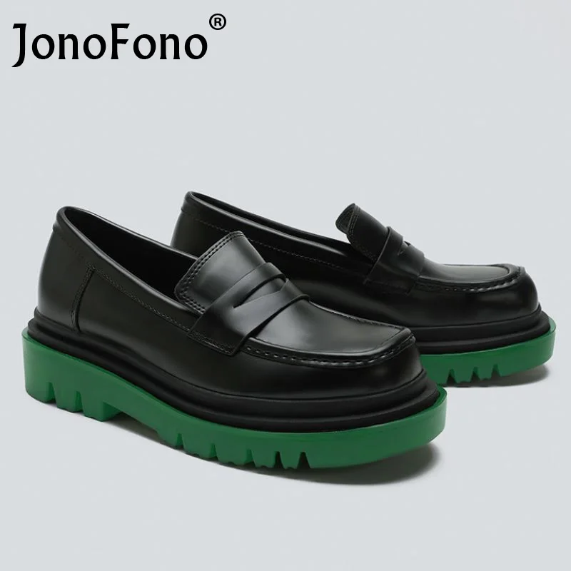 

JonoFono Real Leather Shoes Women Pumps Slip On Mixed Color Shallow Fashion Ins Casual Outdoor Ladies Footwear Size 35-40