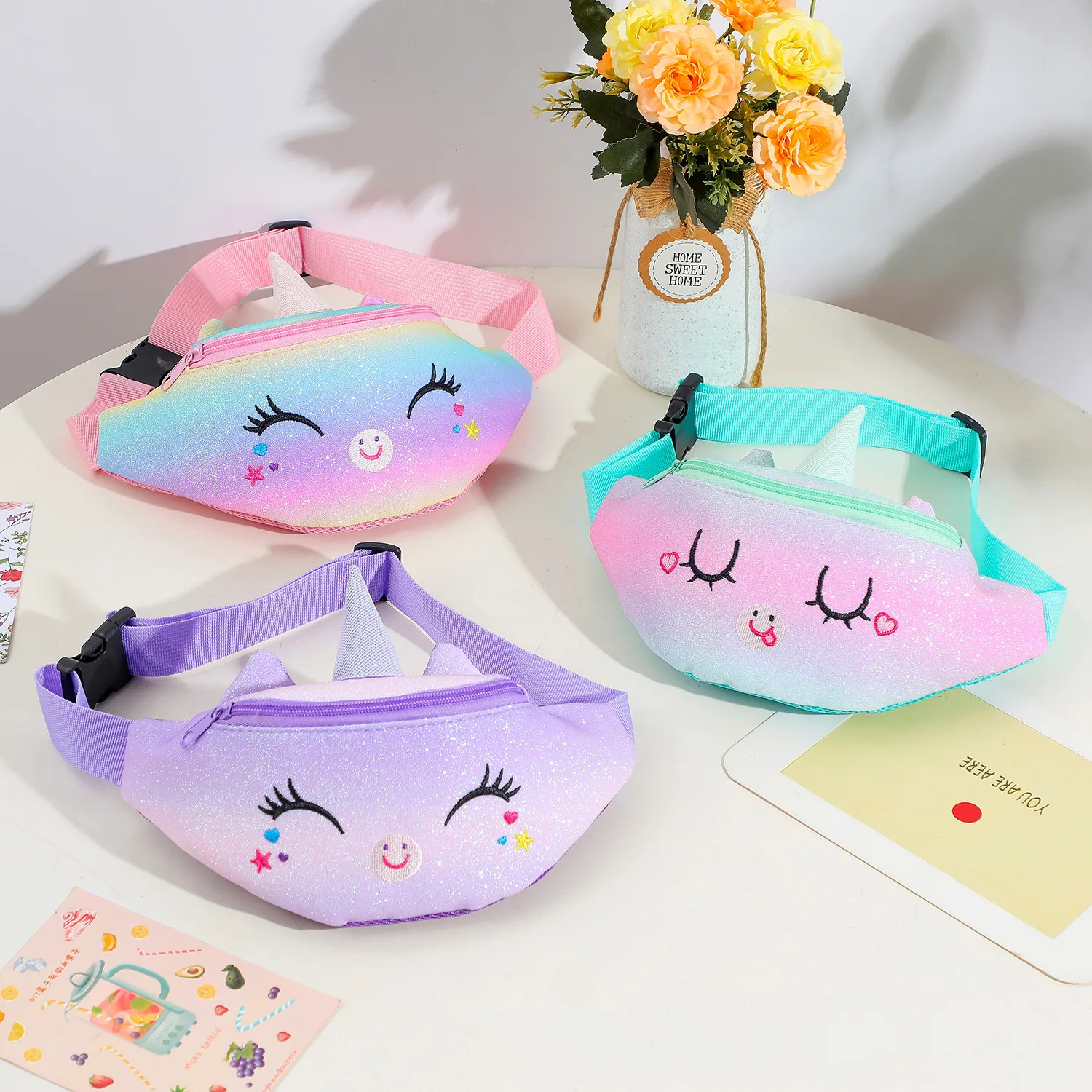 Children's Wallet 2020 New Fashion Unicorn Fanny Pack Plush Toys Little Girl Chest Bags Cute Belt Bag Phone Pocket Coin Purse