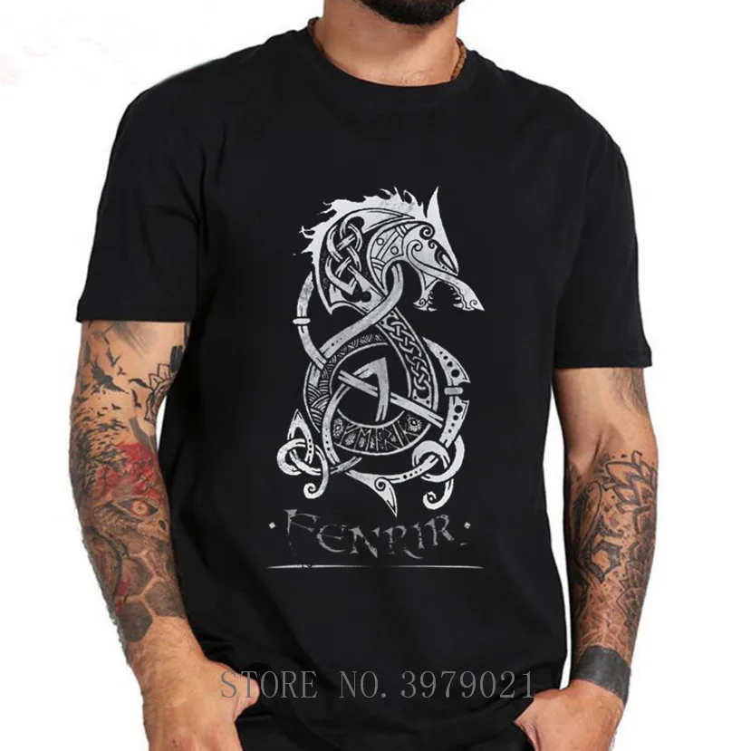 Футболка мужская в стиле ретро Vikings The Monster Wolf of норвежской мифологии брендовая