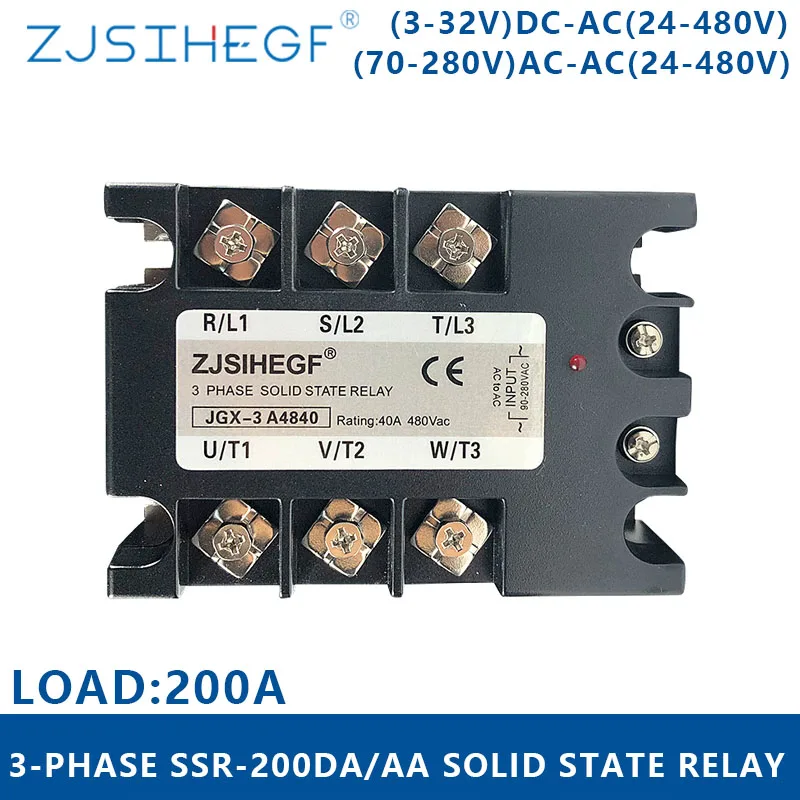 3 фазы полупроводниковое реле 200DA/AA 32VDC/70 280VAC трехфазное нагрузки 200A для