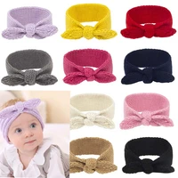 new winter baby headbands for girls rabbit ears solid cotton hairband elastic handmade adjustable hair band baby accessories