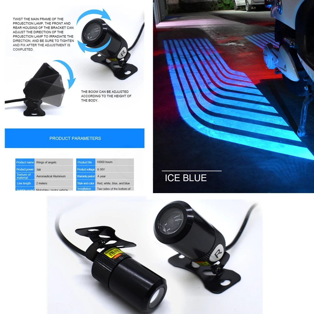 

Ice Blue Motorcycle LED Light Wing Door Lamp Shadow Projector Light