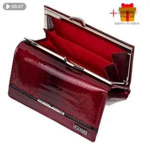 Кошелек женский, из лакированной кожи, короткий, Красный