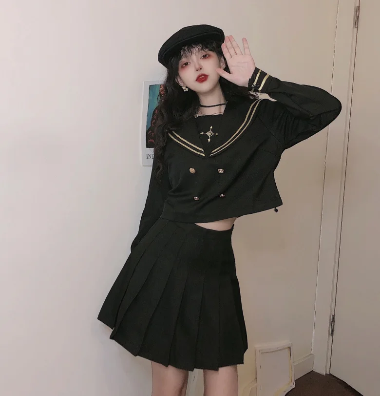 Женский комплект из 2 х предметов с вышивкой темно синяя рубашка вырезом короткий