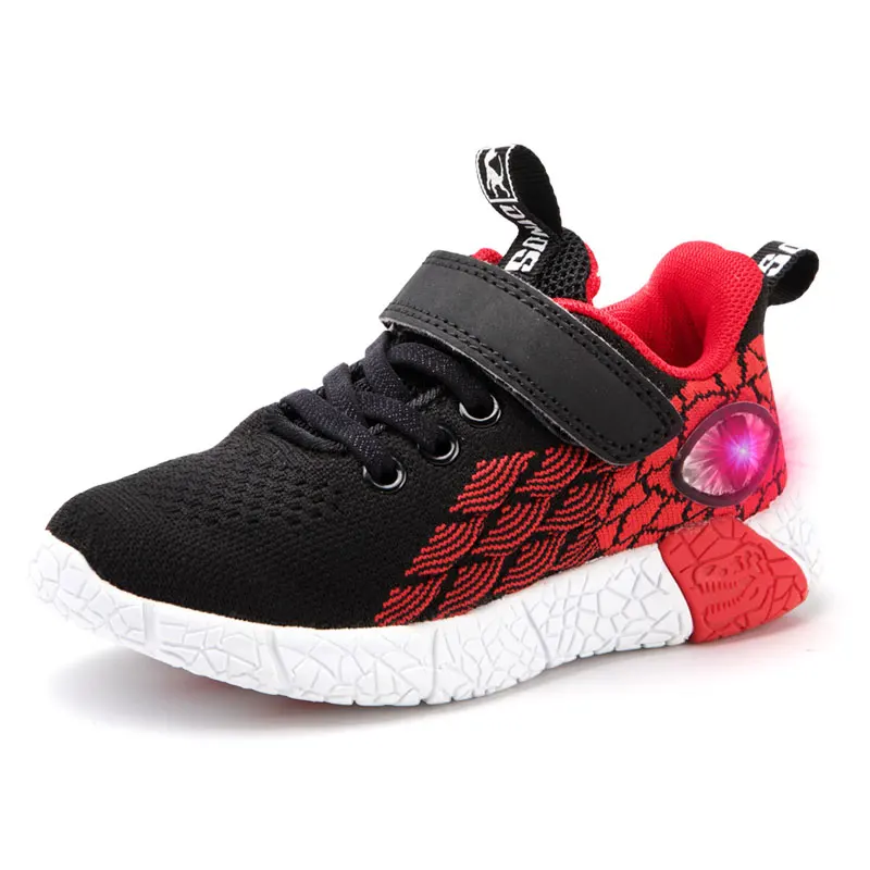 

Boys Casual Shoes Breathable Mesh Sneaker Kids Shoes LED Children Sneaker dinosaur shoes