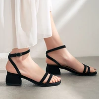 agodor 2020 casual women open toe slingback sandals fashion ankle strap summer shoes ladies block heel sandals size 33 40