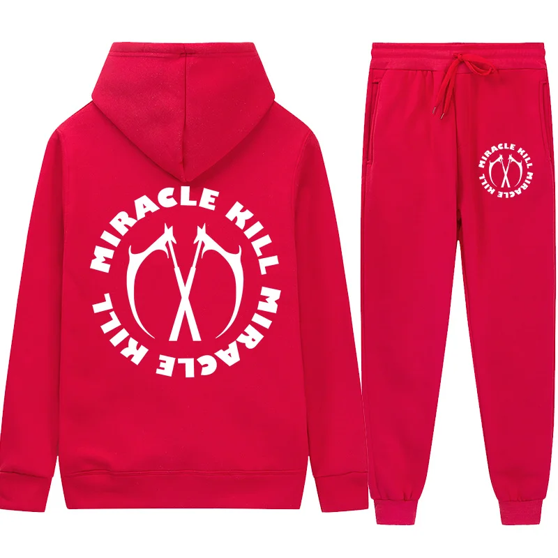 

New product Spain Double Knife Men's Set Hooded+Pants 2 Pcs Sportswear Jogging Sweater Fitness Pullover Suit Cotton Sweatshirt