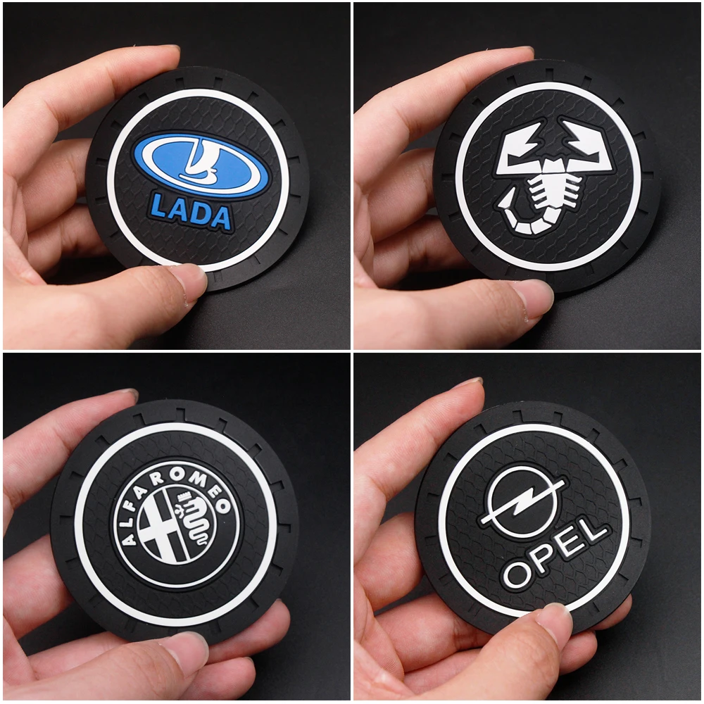 

2pcs 2.83 inch Car Logo Cup Holder Silicone Coaster For Mazda Benz Peugeot Chevrolet Audi BMW Honda NISSAN SUZUKI Toyota Ford