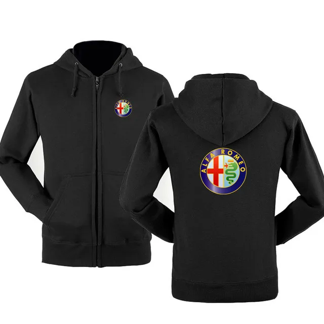 

Spring Autumn Mens Alfa Romeo Logo Fashion Male Long Sleeve Casual Solid Hoodie Zipper Sweatshirts Hoody