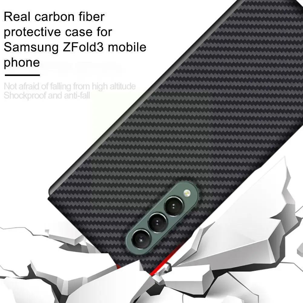 

Простая Пылезащитная подходящая для Samsung Z Fold3 Мобильный защитный экран углеродное волокно подходящий настоящий чехол складной чехол для те...