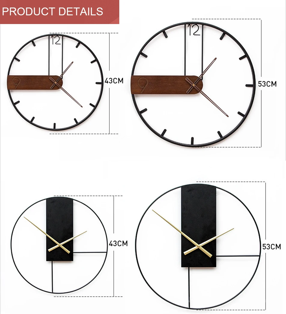Роскошные Настенные часы в скандинавском стиле ретро тихие металлические