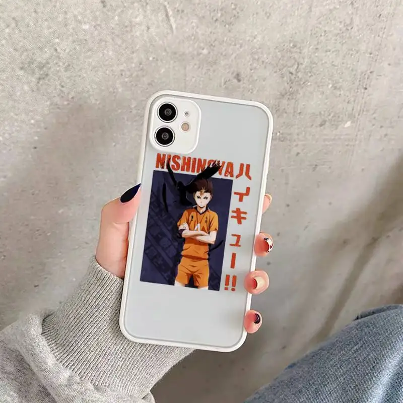 

Haikyuu volleyball boy Hinata attacks Anime Phone Case For iPhone 12 11 Mini Pro XR XS Max 7 8 Plus X Matte transparent White